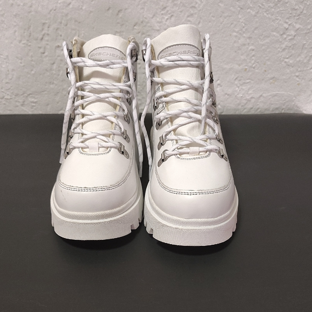 Skechers Shindigs Renegade Heart Women Size 9 Retro White Lace-up Boots Vintage - Picture 3 of 11